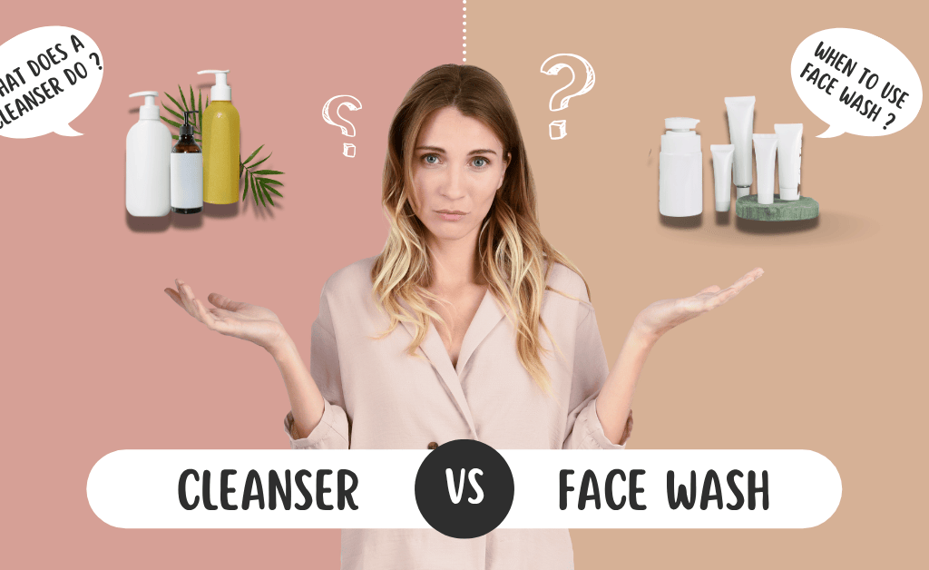 Illustration of cleanser vs face wash